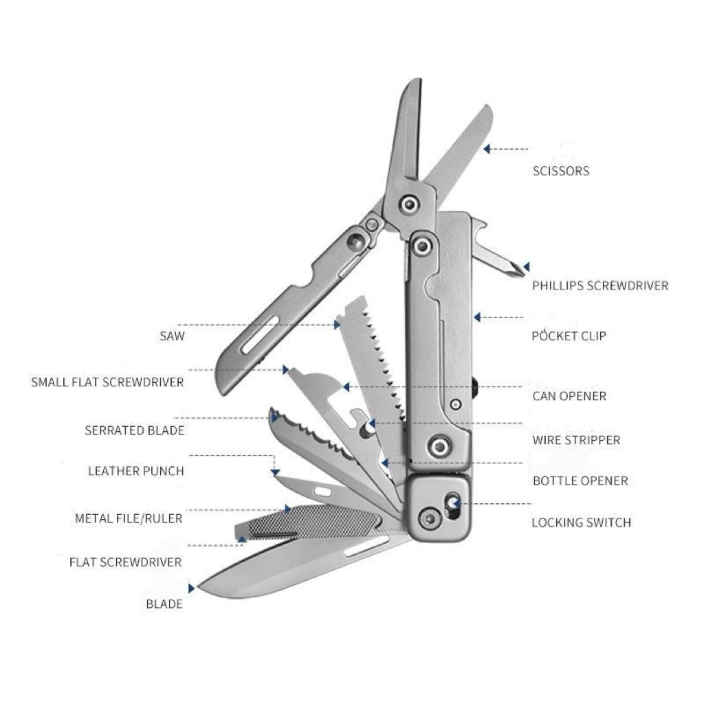 14-in-1 Outdoor Multi-functional Swiss Army Knife Folding Tool