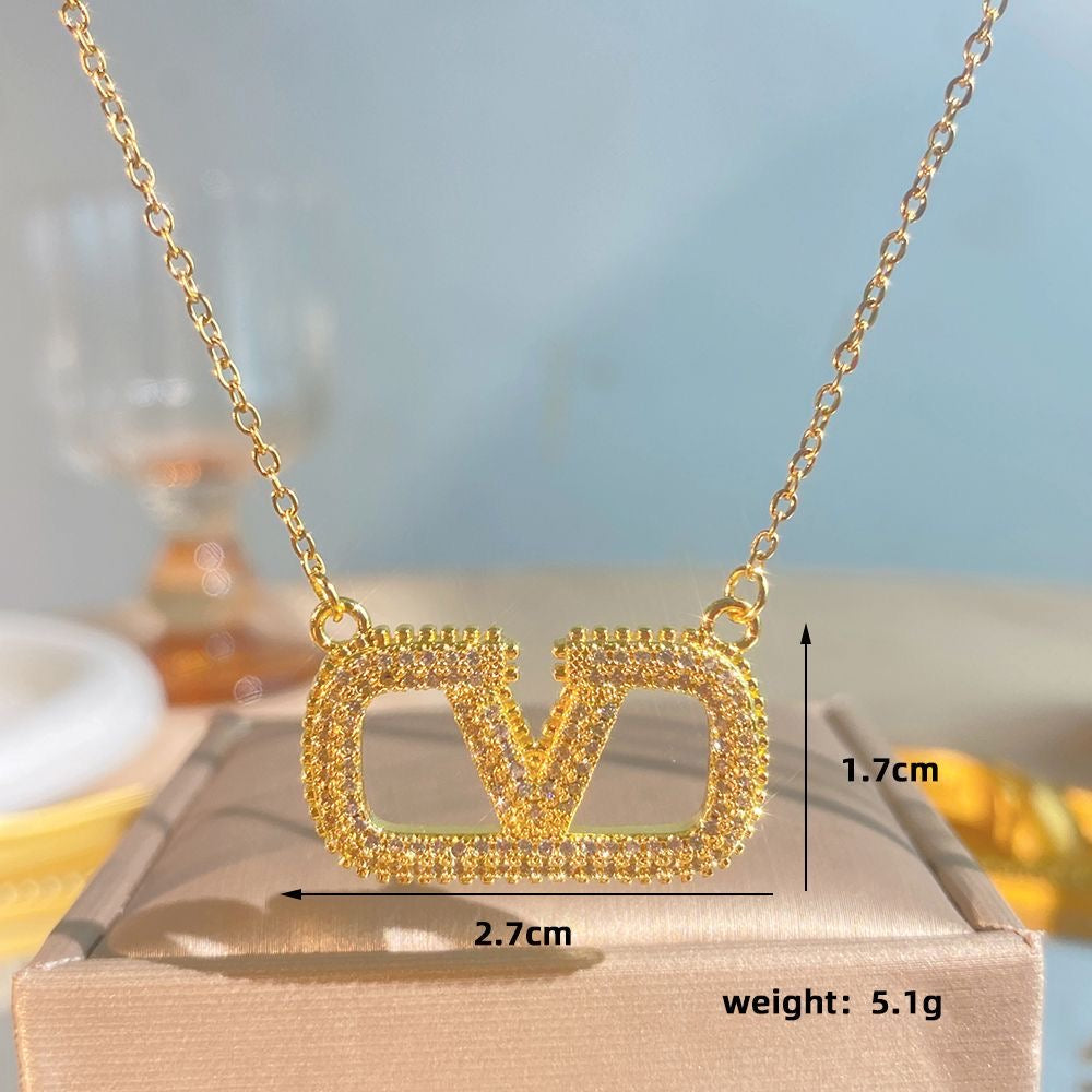 Crystal Letter Pendant Necklace | Gold & Silver Women's Fashion Jewelry