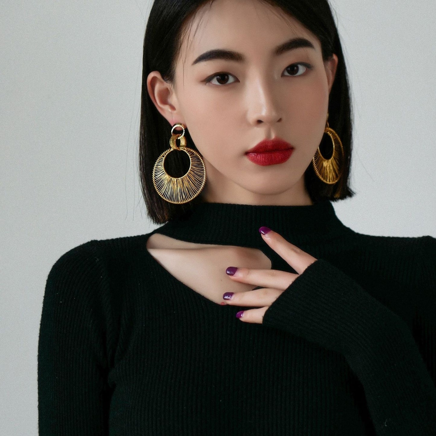 Gold Wire Woven Hoop Drop Earrings | Artisan Statement Jewelry