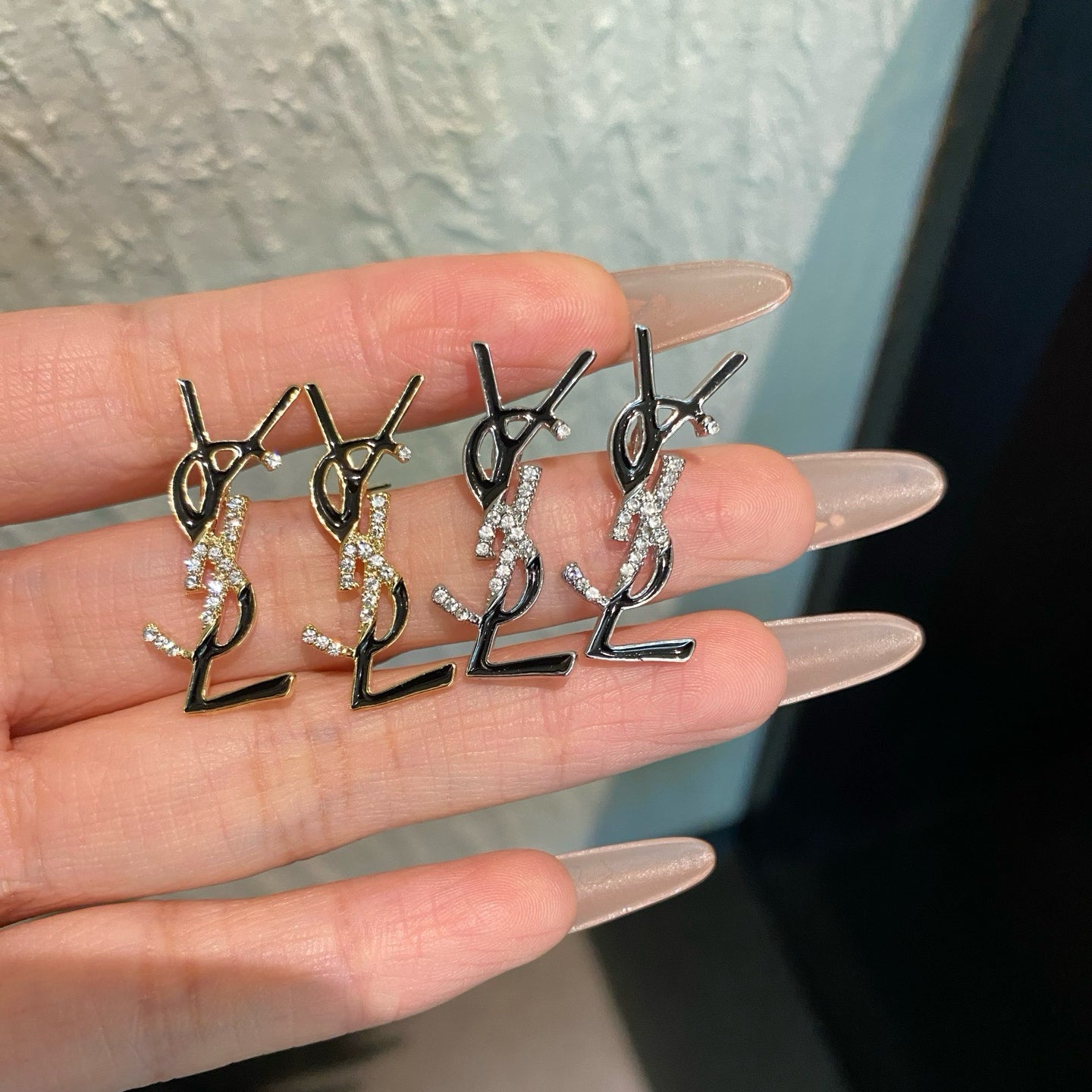 Letter Crystal Stud Earrings (Gold / Silver)