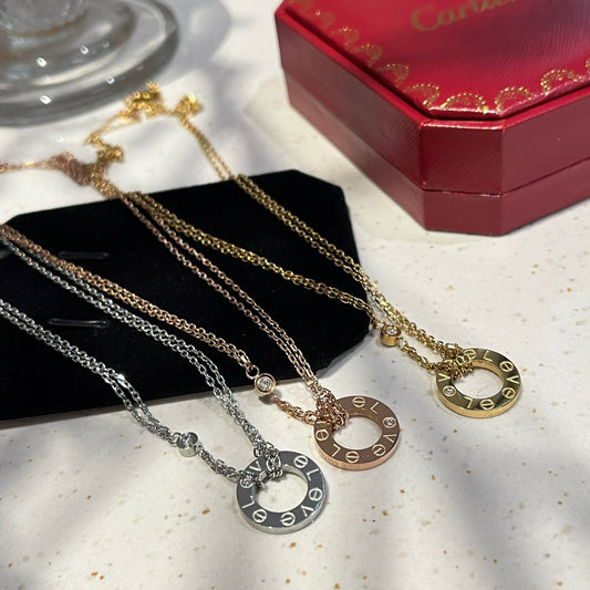 Love Circle Pendant Necklace - Gold / Rose Gold / Silver