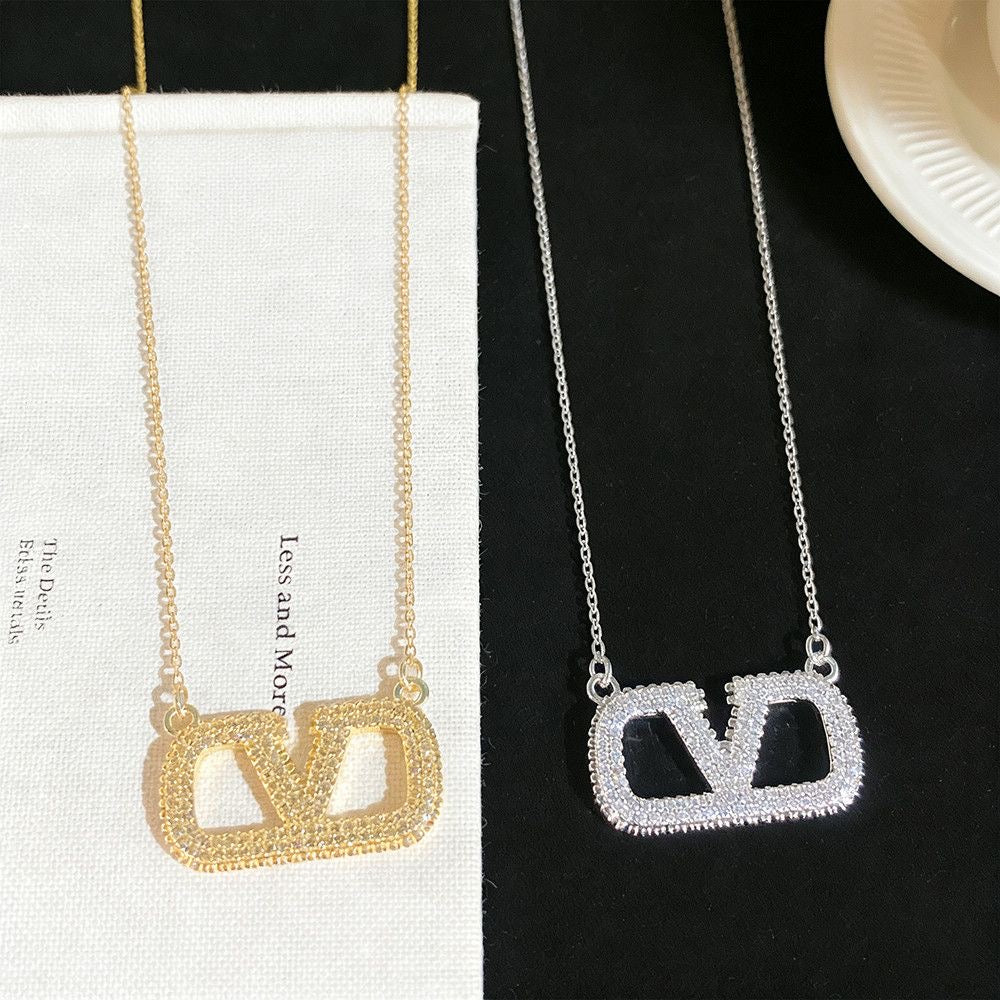 Crystal Letter Pendant Necklace | Gold & Silver Women's Fashion Jewelry