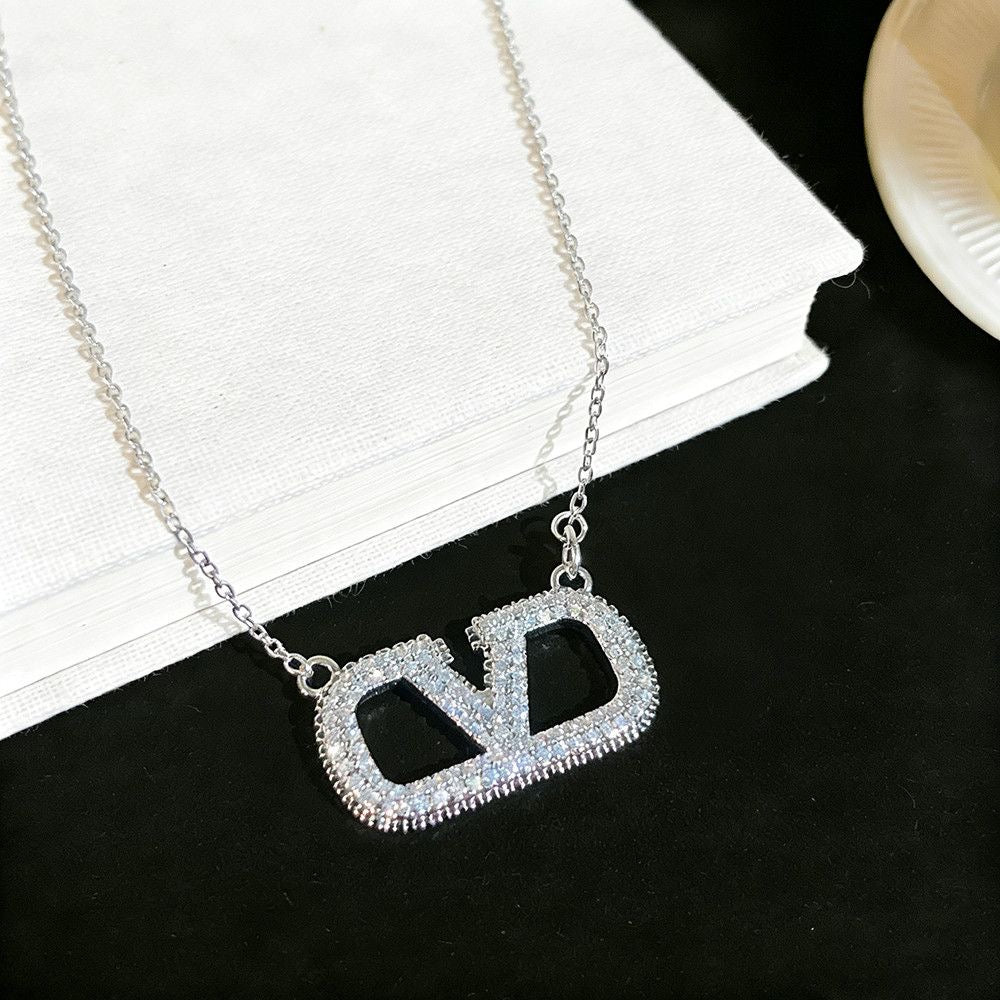 Crystal Letter Pendant Necklace | Gold & Silver Women's Fashion Jewelry