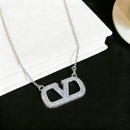 Crystal Letter Pendant Necklace | Gold & Silver Women's Fashion Jewelry