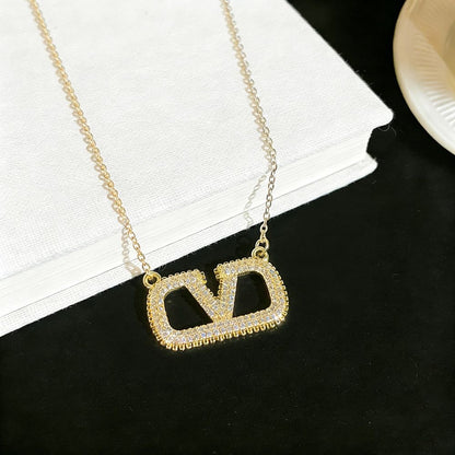Crystal Letter Pendant Necklace | Gold & Silver Women's Fashion Jewelry