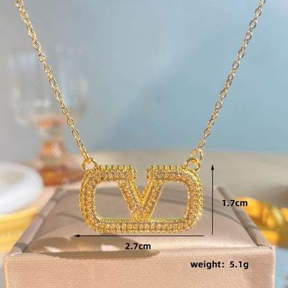 Crystal Letter Pendant Necklace | Gold & Silver Women's Fashion Jewelry