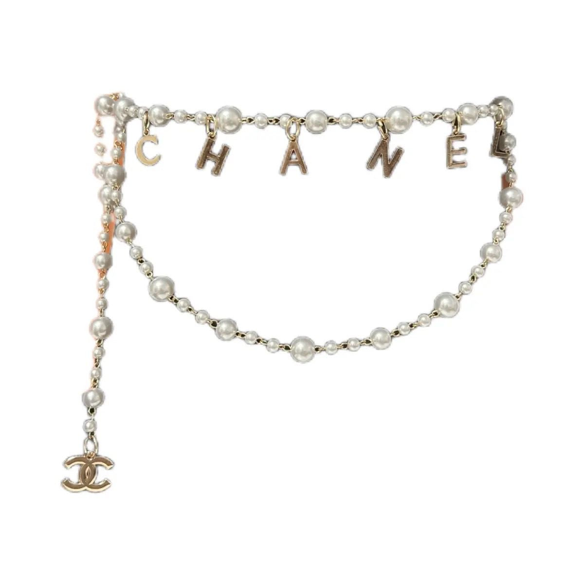 Pearl Waist Chain with Gold Letter Charms | Layered Body Chain Women's Jewelry