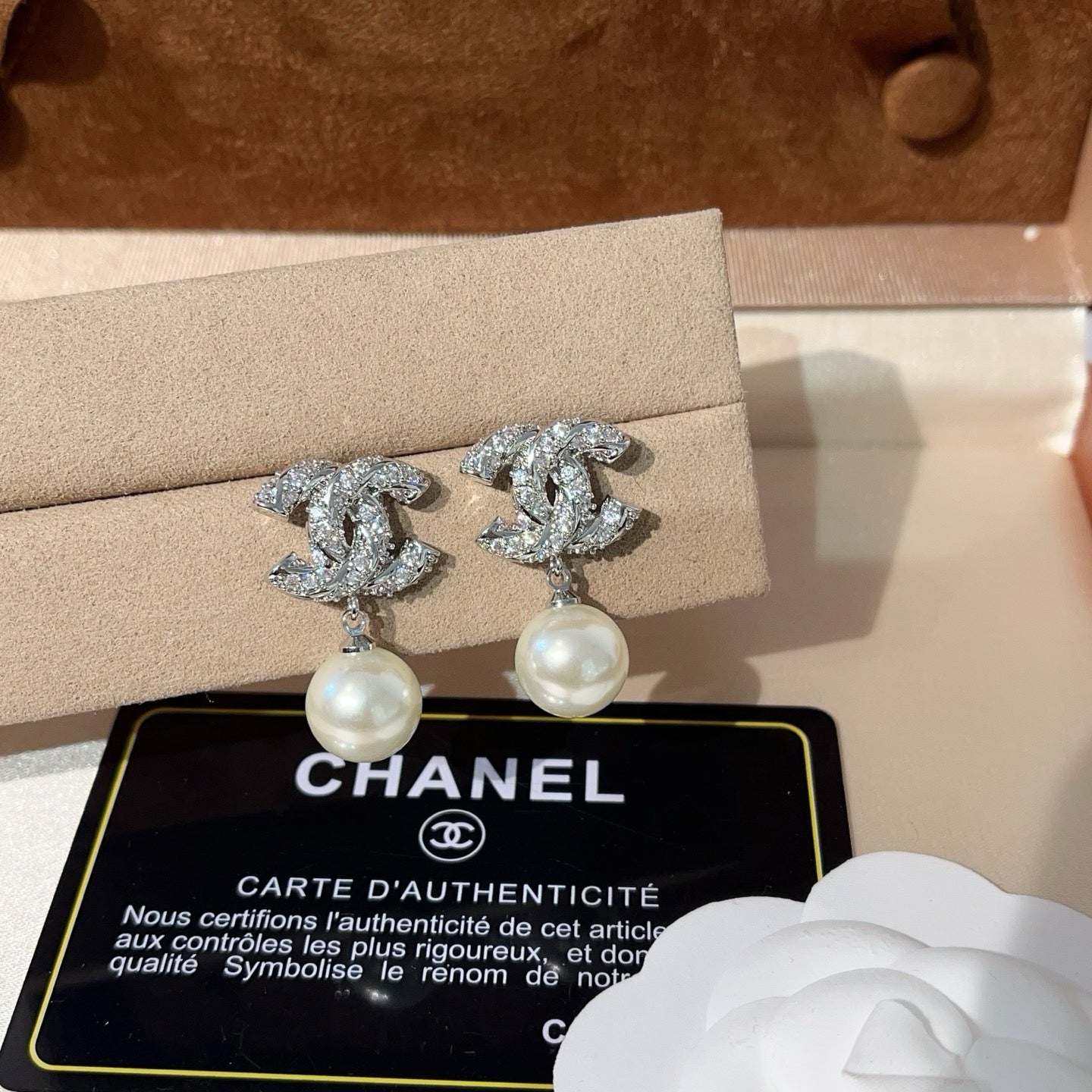 Crystal Pearl Drop Earrings | Gold & Silver Rhinestone Stud