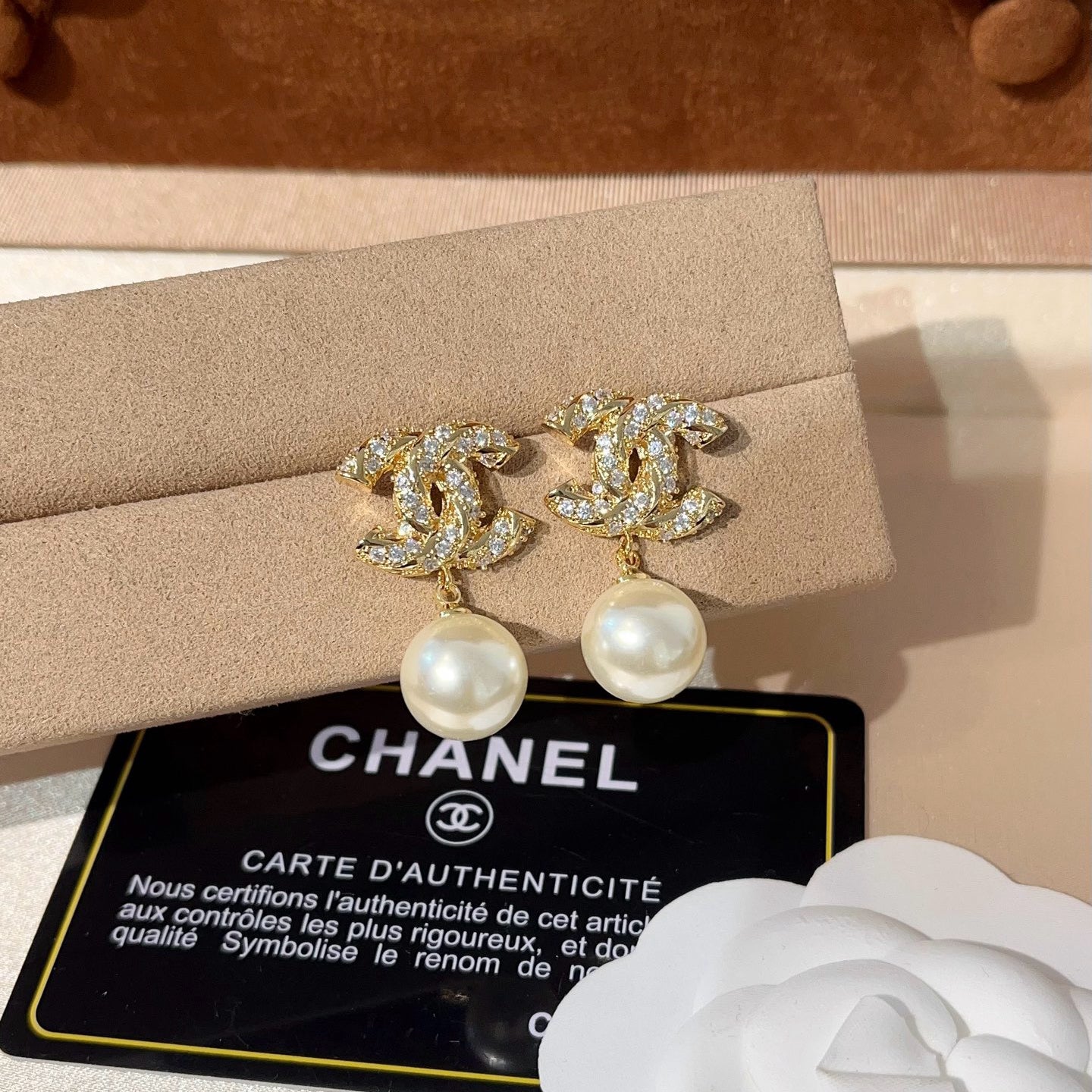 Crystal Pearl Drop Earrings | Gold & Silver Rhinestone Stud
