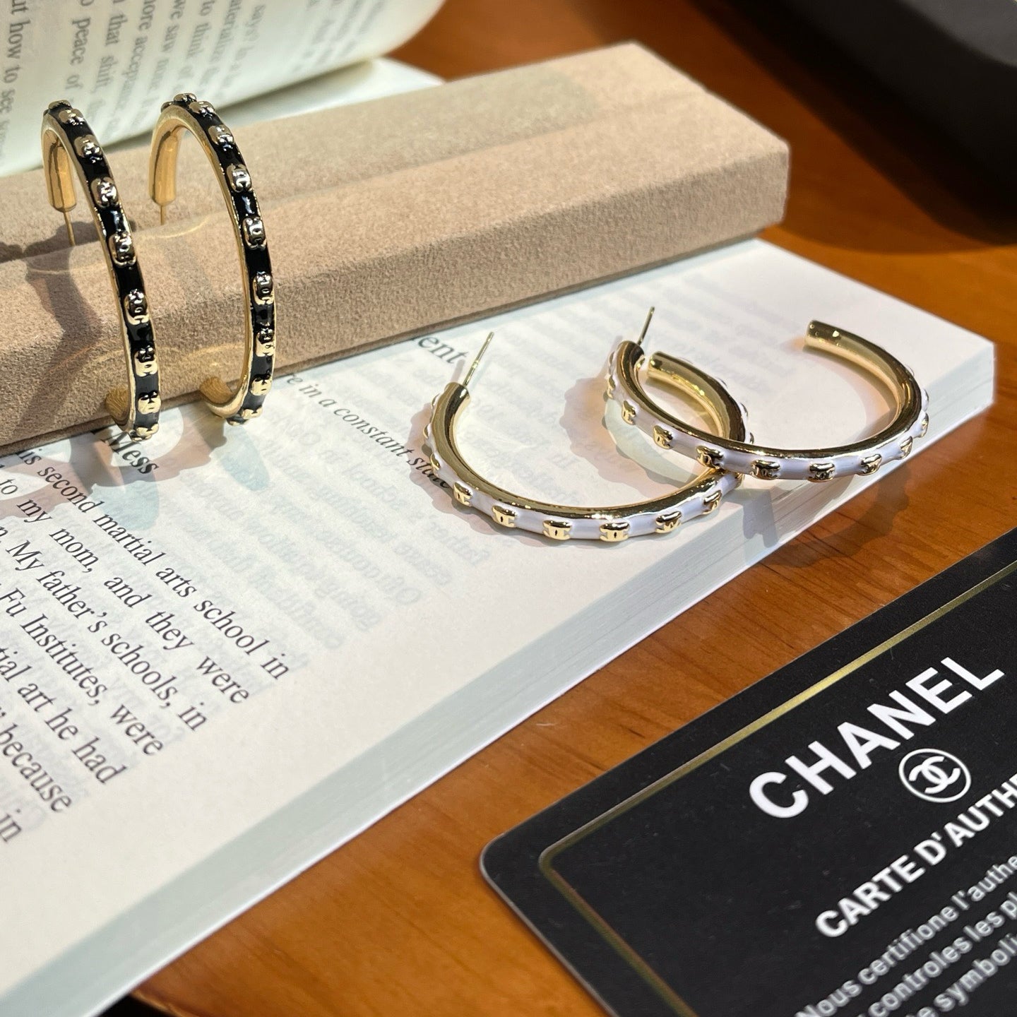 Large C-Hoop Earrings | Enamel & Gold-tone | Statement Hoop
