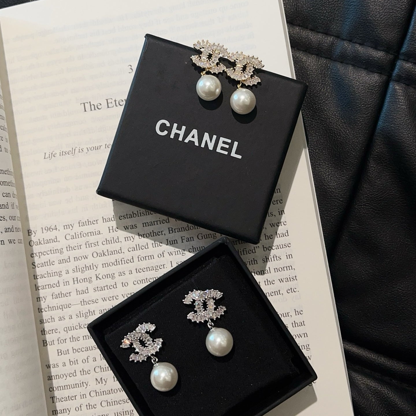 Baguette Crystal Pearl Drop Earrings | Gold & Silver-tone