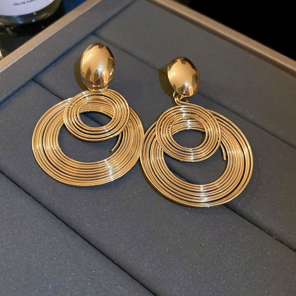 Gold Spiral Hoop Drop Earrings | Statement Jewelry