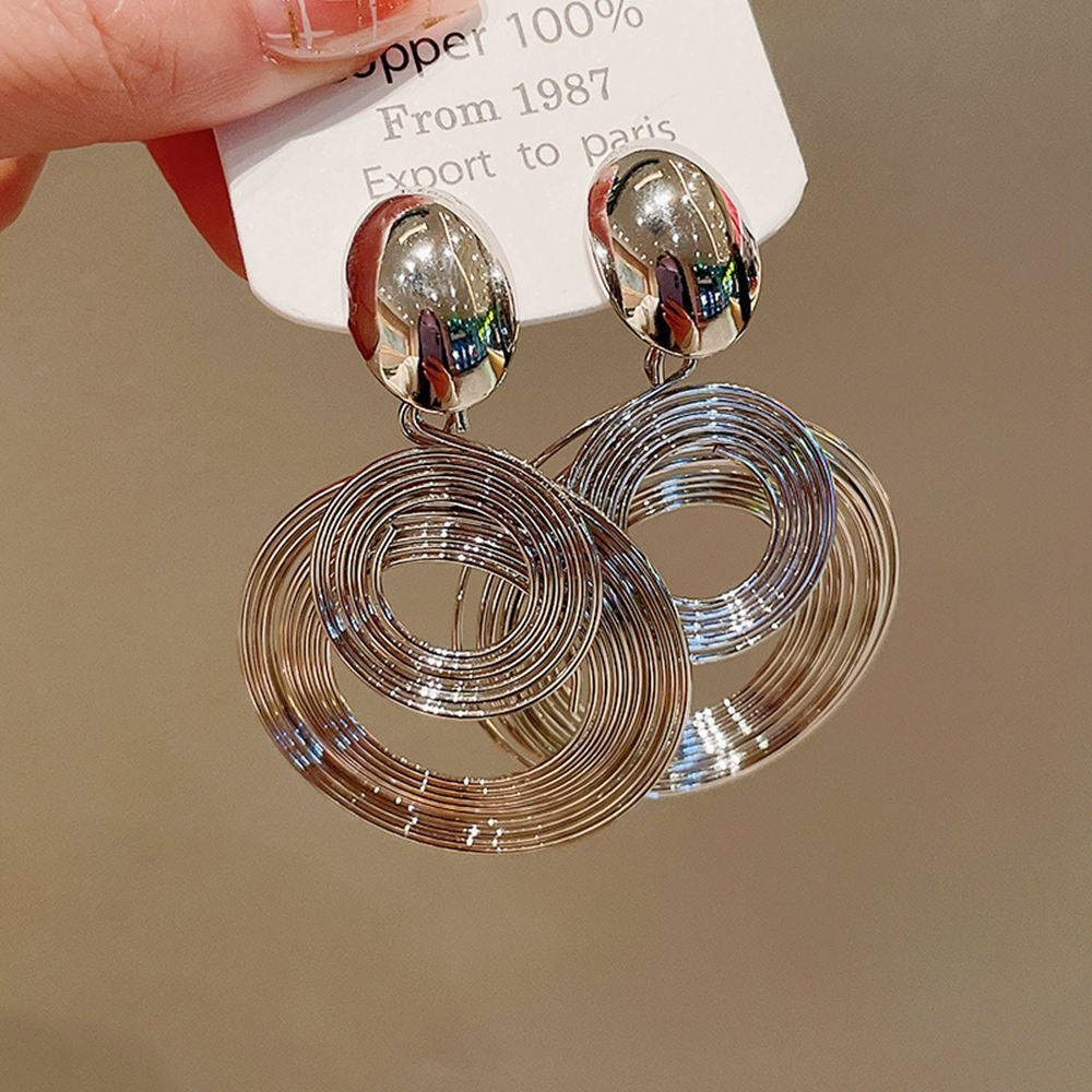 Gold Spiral Hoop Drop Earrings | Statement Jewelry