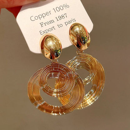 Gold Spiral Hoop Drop Earrings | Statement Jewelry