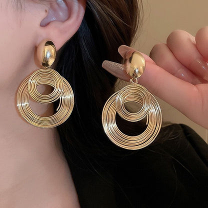 Gold Spiral Hoop Drop Earrings | Statement Jewelry