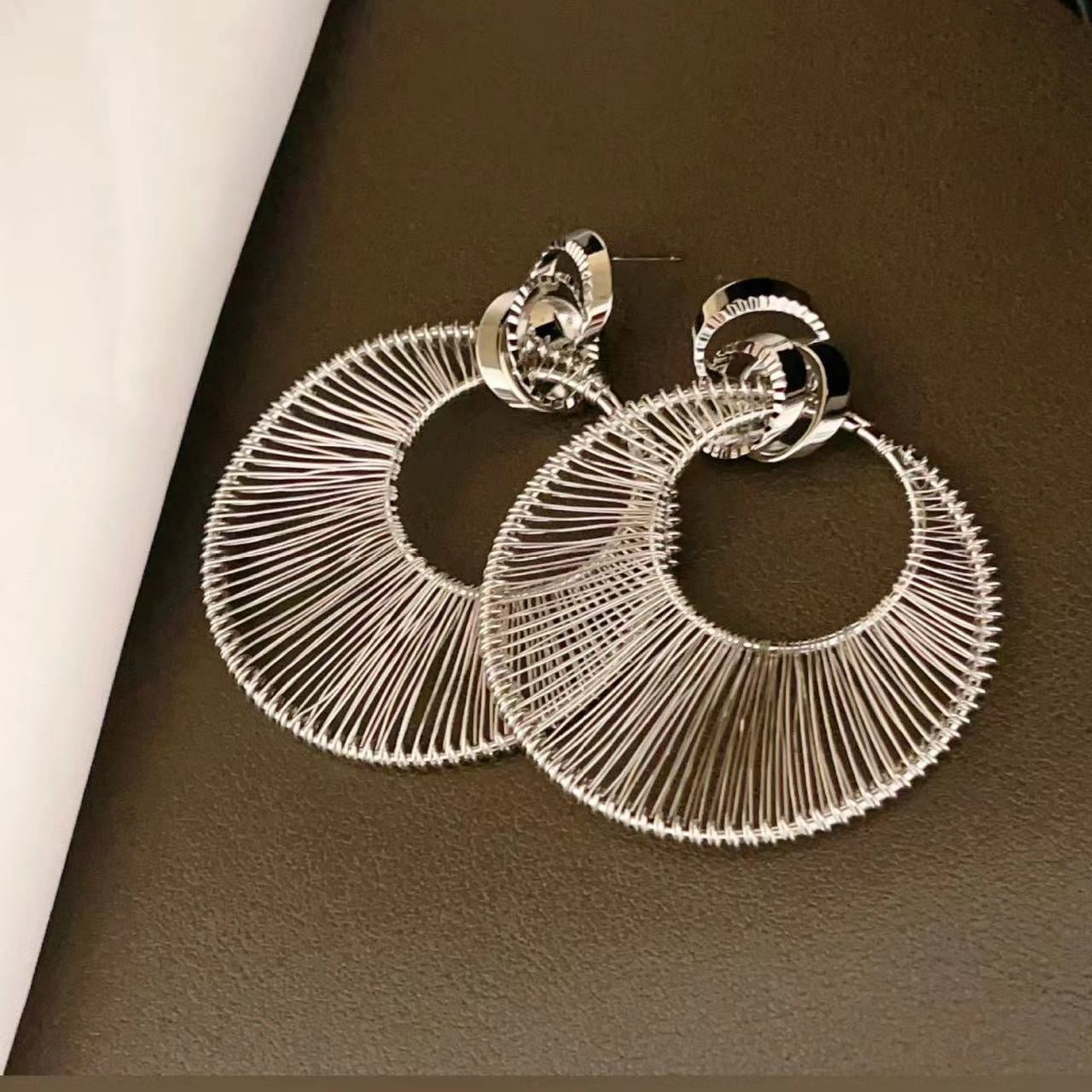 Gold Wire Woven Hoop Drop Earrings | Artisan Statement Jewelry
