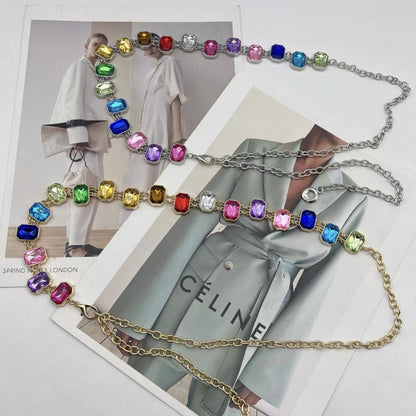 Rainbow Gemstone Chain Belt | Colorful Crystal Waist Chain