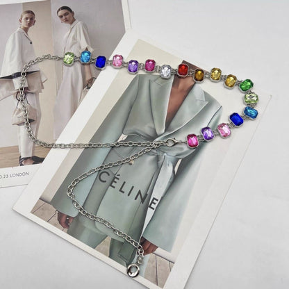 Rainbow Gemstone Chain Belt | Colorful Crystal Waist Chain