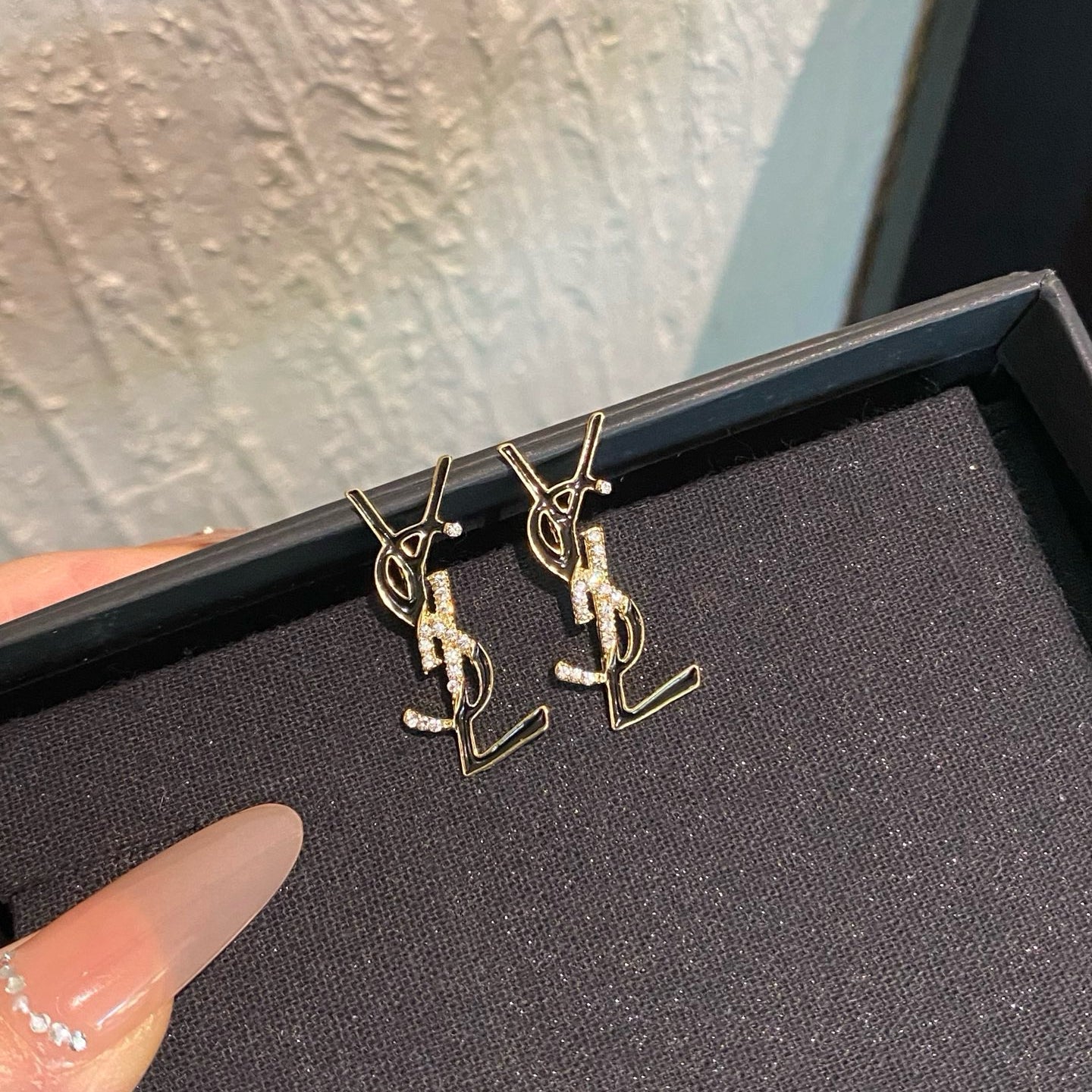 Letter Crystal Stud Earrings (Gold / Silver)