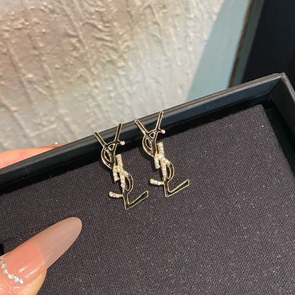 Letter Crystal Stud Earrings (Gold / Silver)