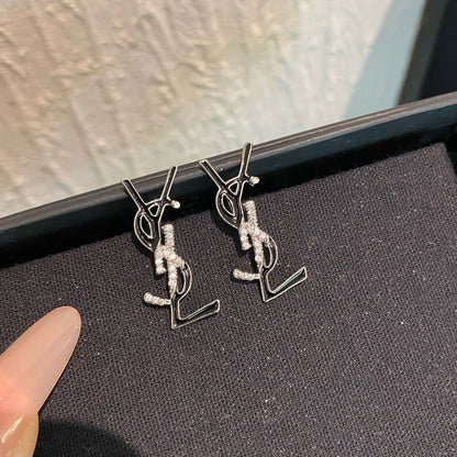Letter Crystal Stud Earrings (Gold / Silver)