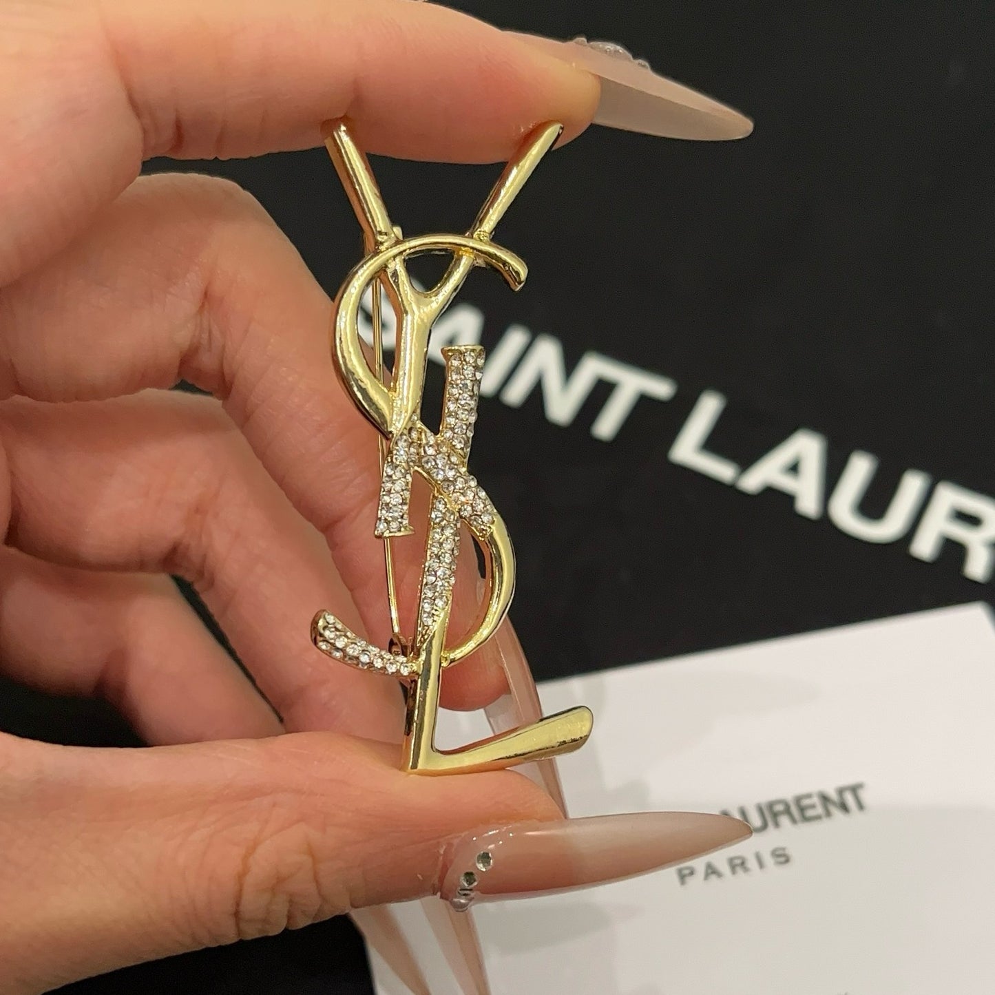 Monogram Crystal Brooch | Gold-Tone Letter Pin