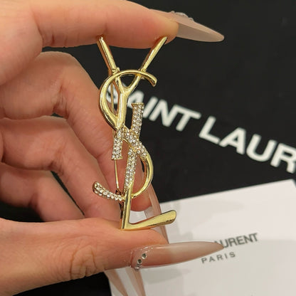 Monogram Crystal Brooch | Gold-Tone Letter Pin