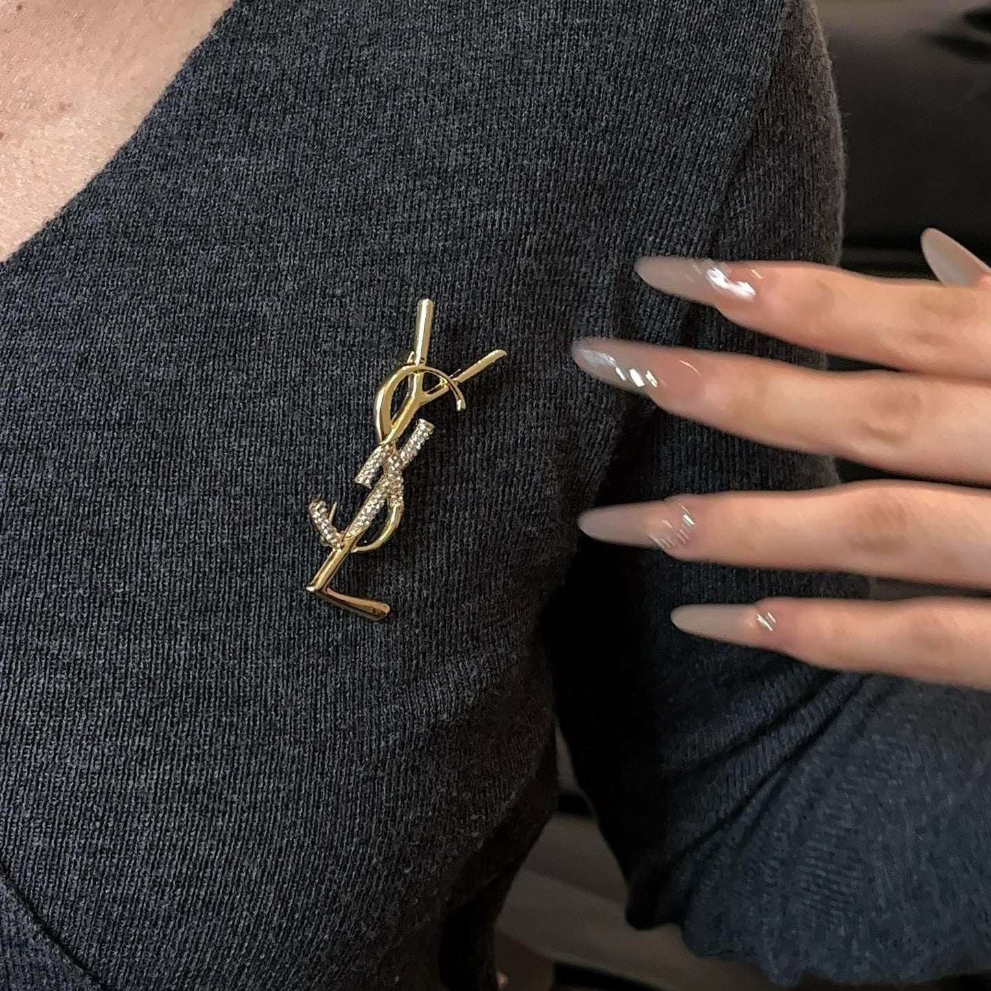 Monogram Crystal Brooch | Gold-Tone Letter Pin