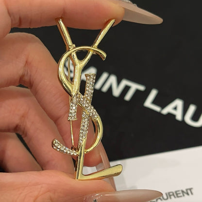 Monogram Crystal Brooch | Gold-Tone Letter Pin