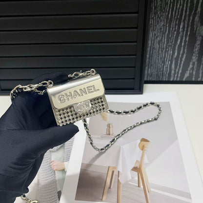 Chain Waist Belt with Mini Bag Charm | Silver & Black