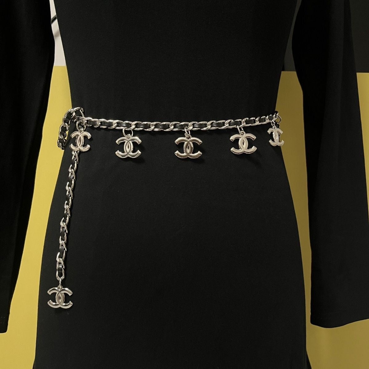 Multi-Charm Chain Waist Belt | Silver & Black