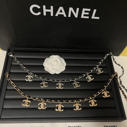 Multi-Charm Chain Waist Belt | Silver & Black