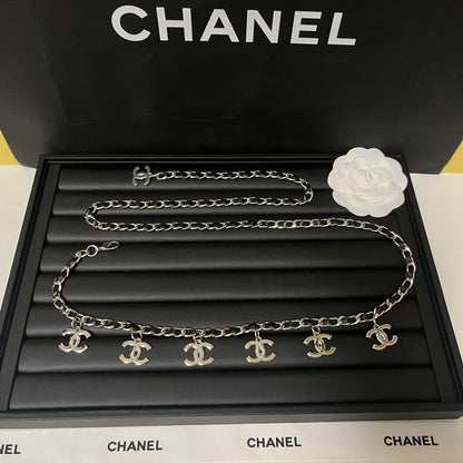 Multi-Charm Chain Waist Belt | Silver & Black