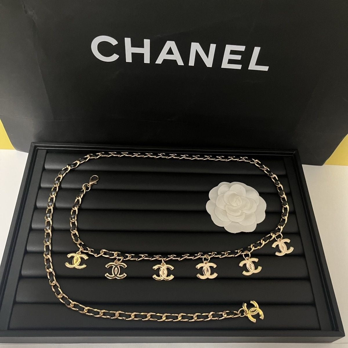 Multi-Charm Chain Waist Belt | Silver & Black