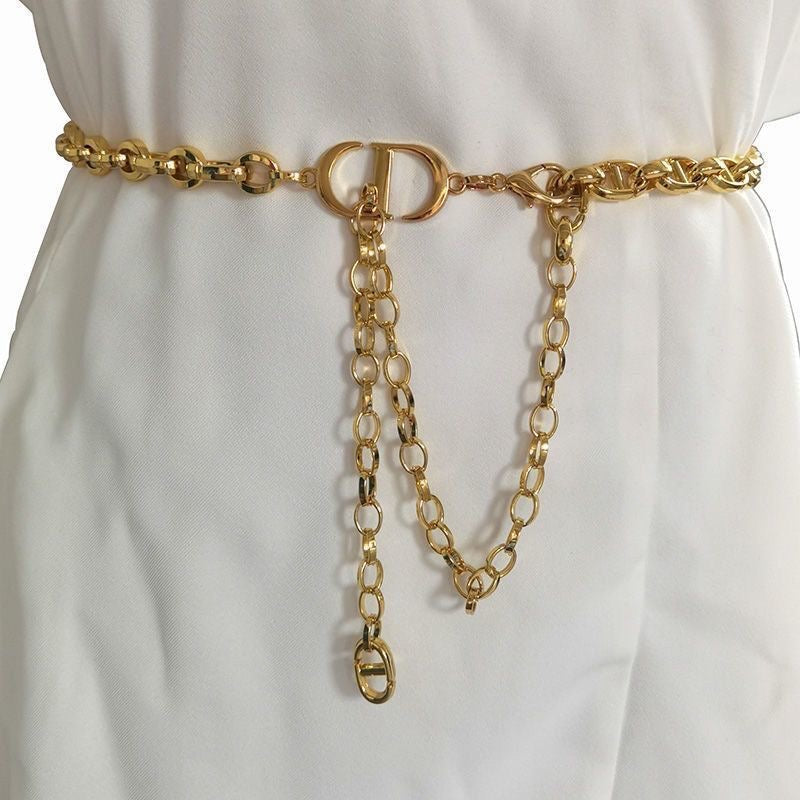 Double Tassel Chain Waist Belt | Gold-Tone