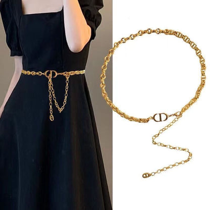 Double Tassel Chain Waist Belt | Gold-Tone