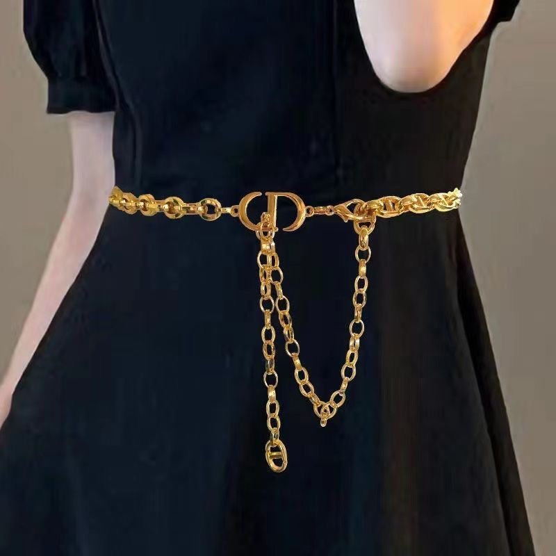 Double Tassel Chain Waist Belt | Gold-Tone
