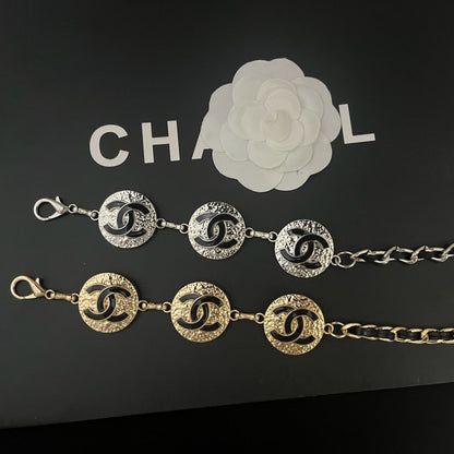 Triple Medallion Chain Waist Belt | Silver & Black
