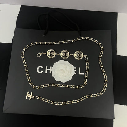 Triple Medallion Chain Waist Belt | Silver & Black