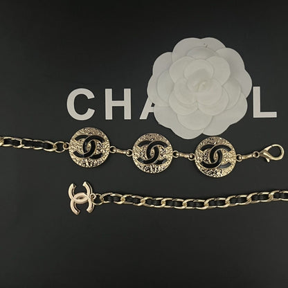 Triple Medallion Chain Waist Belt | Silver & Black