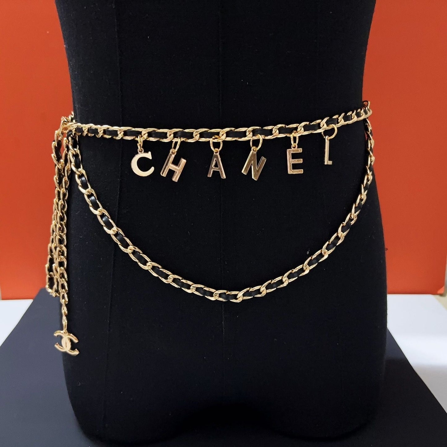 Gold Letter Charm Chain Waist Belt