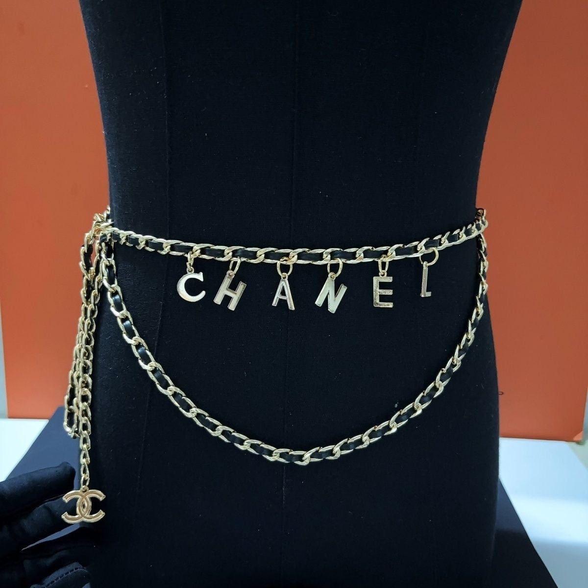 Gold Letter Charm Chain Waist Belt