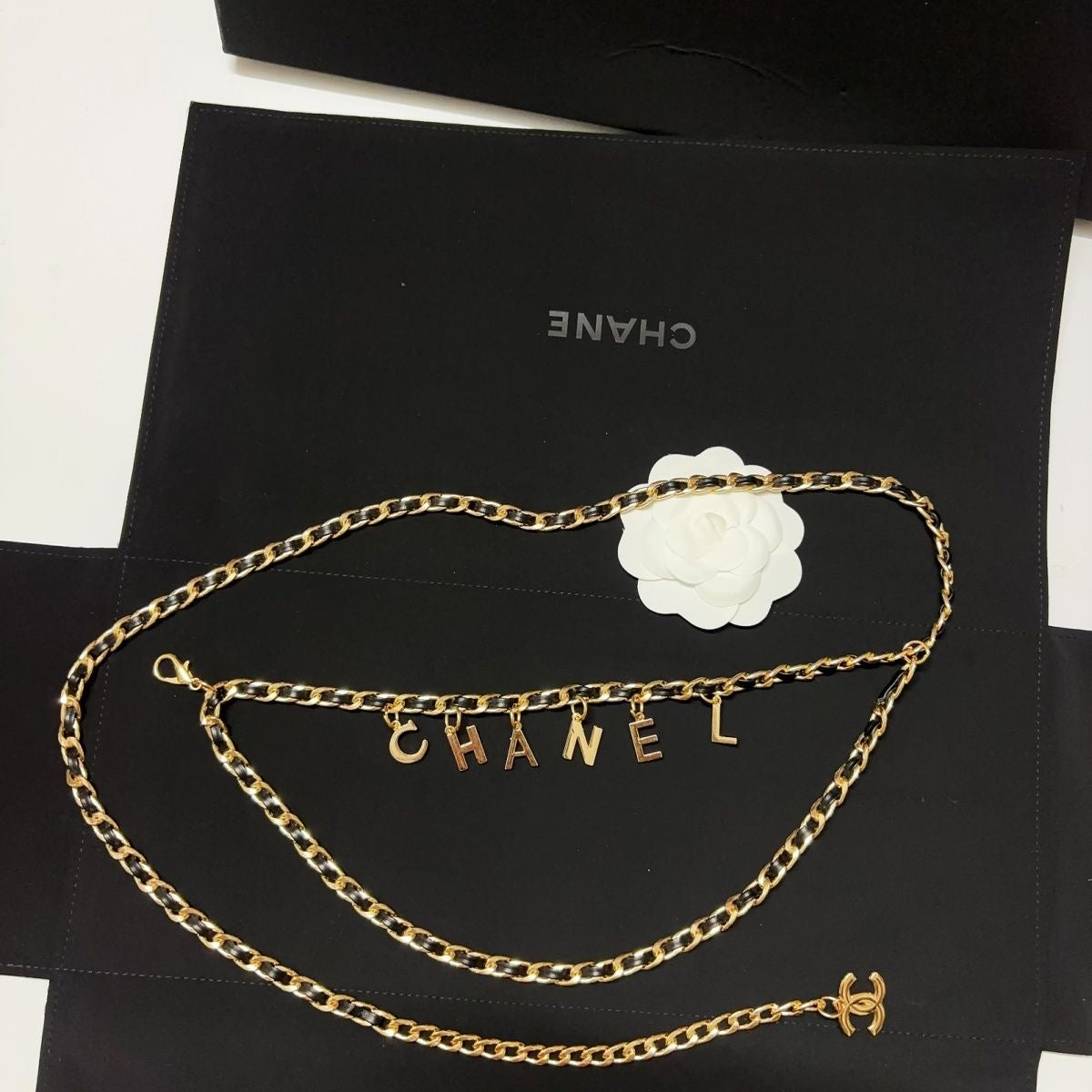 Gold Letter Charm Chain Waist Belt