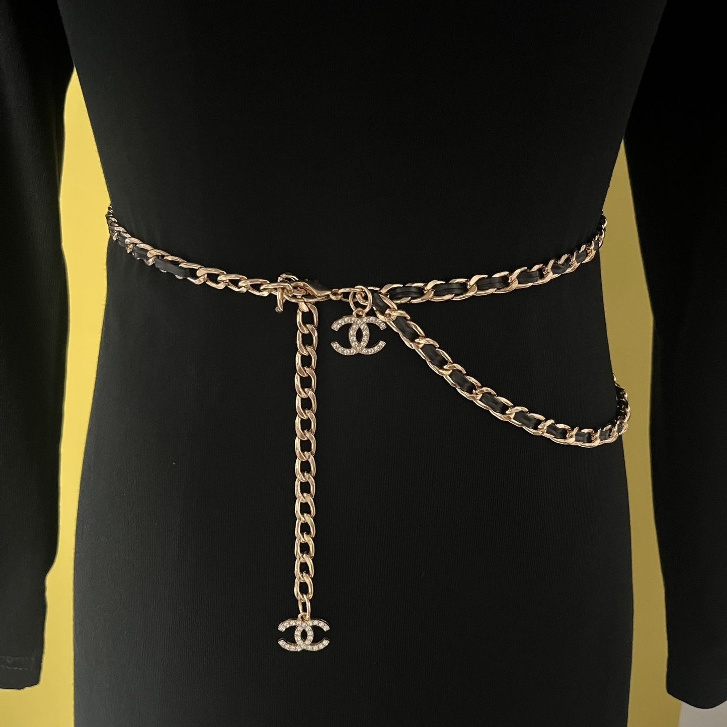 Crystal Double Ring Charm Chain Waist Belt