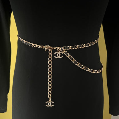 Crystal Double Ring Charm Chain Waist Belt
