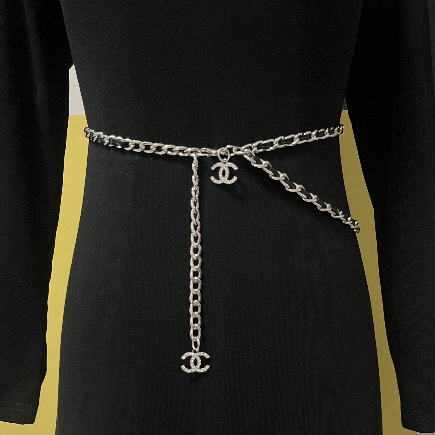Crystal Double Ring Charm Chain Waist Belt