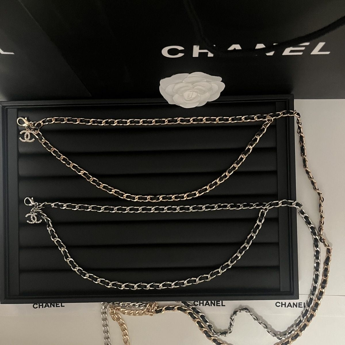Crystal Double Ring Charm Chain Waist Belt