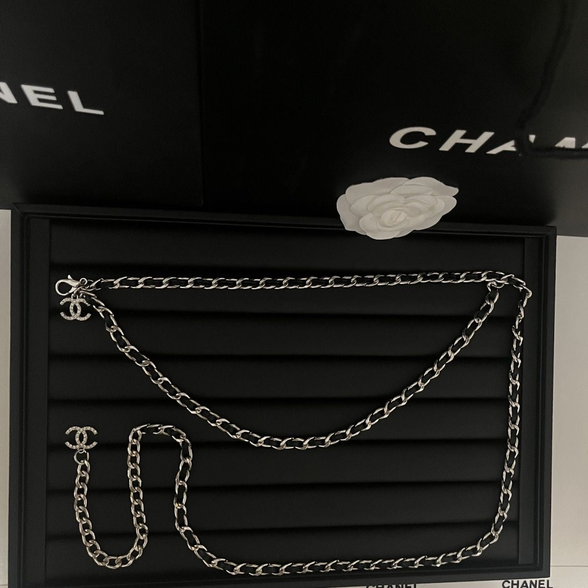 Crystal Double Ring Charm Chain Waist Belt